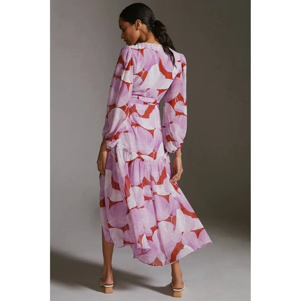 Hutch Dress Size XS Geo Wrap Maxi Dress NWT Pink Flowy Summer Anthropologie - Picture 2 of 10